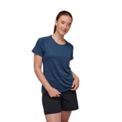 Koszulka turystyczna damska Black Diamond Lightwire SS Tech. Niebieskie bluzki Black Diamond, xs, bez wzorów, sportowe, bez kołnierzyka, bez ramiączek. Za 134.99 zł.