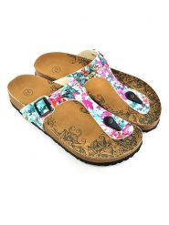 Calceo Japonki w kolorze białym ze wzorem rozmiar: 42. Białe klapki Calceo, bez wzorów, z otwartym noskiem, bez obcasa. Za 109.52 zł.