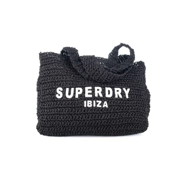 Damska torba na ramię Superdry Raffia City. Czarne torby na ramię Superdry, z aplikacjami, z materiału, klasyczne, na ramię, bez dodatków. Za 322.70 zł.