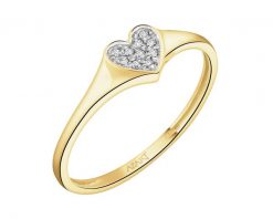 Pierścionek z żółtego złota z diamentami - serce - 0,03 ct - próba 585. Żółte pierścionki Apart, z diamentem, złote. Za 1,259.00 zł.