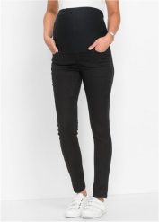 Jegginsy ciążowe ze stretchem, Skinny. Czarne jeansy bonprix, bez wzorów. Za 124.99 zł.