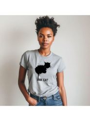 WOOOP Koszulka "Ink cat" w kolorze szarym rozmiar: L. Szare bluzki Wooop, l, bez wzorów, z bawełny, bez kołnierzyka, bez ramiączek. Za 61.60 zł.