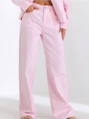 Jeansy wide leg high waist - różowy. Czerwone jeansy Sinsay, l, bez wzorów, z podwyższonym stanem. Za 69.99 zł.