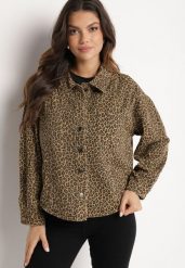 Brązowa Kurtka Jeansowa w Drobne Cętki o Koszulowym Kroju Cesisia. Brązowe kurtki Born2be, m, bez wzorów, z jeansu, bez kaptura. Za 74.99 zł.