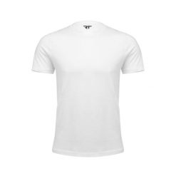Koszulka bawełniana RT biała. Białe bluzki REA TAPE, l, bez wzorów, z bawełny, sportowe, bez kołnierzyka, bez ramiączek. Za 14.99 zł.