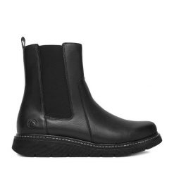 Botki Remonte. Czarne botki Remonte, bez wzorów, bez obcasa, na płaskiej podeszwie, bez zapięcia. Za 469.99 zł.