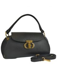 ORE10 Skórzana torebka "Nadis" w kolorze czarnym - 34 x 17 x 12 cm rozmiar: onesize. Czarne torby na ramię ORE10, bez wzorów, z materiału, przez ramię, bez dodatków. Za 304.99 zł.