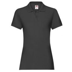 Damska Koszulka Polo Premium. Czarne koszulki polo FRUIT OF THE LOOM, xl, bez wzorów, bez kołnierzyka, bez ramiączek. Za 80.99 zł.