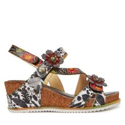 Sandały Laura Vita. Czarne sandały Laura Vita, bez wzorów, bez obcasa, na koturnie, bez zapięcia. Za 369.99 zł.