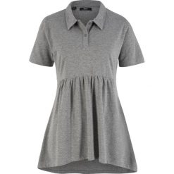 Shirt polo, fason o linii A, krótki rękaw bonprix szary melanż. Szare koszulki polo bonprix, bez wzorów, bez kołnierzyka, bez ramiączek. Za 24.99 zł.