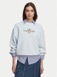 Tommy Hilfiger Bluza Crest Embroidery WW0WW48733 Niebieski jasny Relaxed Fit. Niebieskie bluzy TOMMY HILFIGER, s, bez wzorów, z bawełny, bez kaptura. Za 529.99 zł.