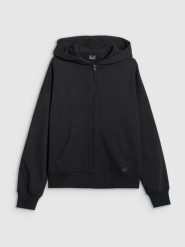 4F Bluza dresowa rozpinana z kapturem damska - czarna S. Czarne bluzy 4f, s, bez wzorów, z dresówki, z kapturem. Za 169.99 zł.