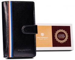 Portfel skórzany Peterson [D] PTN RD-42-GCL-A czarny. Czarne portfele Peterson, bez wzorów, ze skóry. Za 75.99 zł.