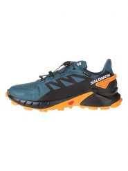 SALOMON Buty "Supercross 4 GTX" w kolorze pomarańczowo-granatowym do biegania rozmiar: 40. Niebieskie obuwie sportowe Salomon, z gore-texu, bez zapięcia, do biegania, gore-tex. Za 383.03 zł.