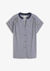 Bluzka koszulowa ze wzorem. Czerwone bluzki bonprix, bez wzorów, eleganckie, bez kołnierzyka, bez ramiączek. Za 54.99 zł.