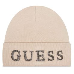 Czapka Guess. Brązowe czapki Guess, z aplikacjami. Za 109.99 zł.