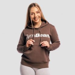 Bluza damska fitness z kapturem Athlete Cocoa. Bluzy GYMBEAM, xl, bez wzorów, z bawełny, z kapturem. Za 85.90 zł.