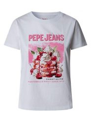 Pepe Jeans Koszulka "Ryoko" w kolorze białym rozmiar: S. Białe bluzki Pepe Jeans, s, bez wzorów, z bawełny, bez kołnierzyka, bez ramiączek. Za 109.78 zł.