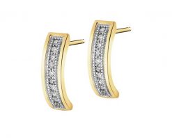 Kolczyki z żółtego złota z diamentami - 0,07 ct - próba 585. Żółte kolczyki Apart, z diamentem, złote. Za 1,959.00 zł.
