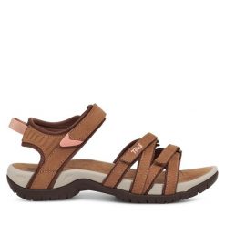 Sandały Teva. Brązowe sandały Teva, bez wzorów, sportowe, bez obcasa, bez zapięcia. Za 329.99 zł.