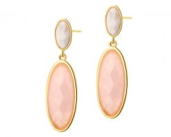 Kolczyki z mosiądzu pozłacane z kwarcami i kamieniami księżycowymi. Kolczyki Artelioni, z kamieniem księżycowym, pozłacane. Za 249.00 zł.