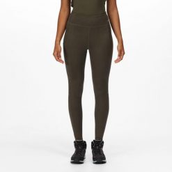 Holeen II Regatta damskie turystyczne legginsy. Brązowe legginsy Regatta, bez wzorów, z tkaniny. W wyprzedaży za 74.99 zł.