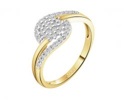 Pierścionek z żółtego złota z brylantami - 0,15 ct - próba 585. Żółte pierścionki Apart, z brylantem, złote. Za 2,990.00 zł.