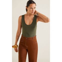 Mango - Top Lyon. Żółte topy Mango, l, bez wzorów, z lyocellu, bez kołnierzyka, bez ramiączek. W wyprzedaży za 29.90 zł.