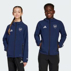 Bluza Arsenal Tiro 25 Competition Vis Tech Travel. Niebieskie bluzy Adidas, bez wzorów, z dresówki, bez kaptura. Za 349.00 zł.
