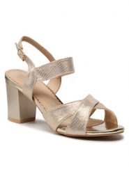 Clara Barson Sandały KL-230801-01 Złoty. Żółte sandały Clara Barson, bez wzorów, z materiału, bez obcasa, na słupku, bez zapięcia. Za 119.99 zł.