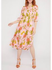 Blutsgeschwister Sukienka "Springtime Melodydancing fruits" w kolorze jasnoróżowym rozmiar: XL. Różowe sukienki Blutsgeschwister, na imprezę, s, bez wzorów, z wiskozy, klasyczne, bez kołnierzyka, bez ramiączek, midi. Za 206.91 zł.