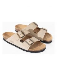 Sunbay Skórzane klapki "Trefle" w kolorze beżowym rozmiar: 39. Brązowe klapki Sunbay, bez wzorów, ze skóry, z otwartym noskiem, bez obcasa. Za 165.71 zł.