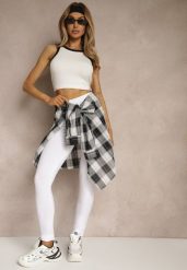 Białe Legginsy z Długimi Nogawkami i Gumką w Talii z Bawełny Ayvia. Białe legginsy Renee, l, bez wzorów, z bawełny, z obniżonym stanem, długie. Za 19.99 zł.