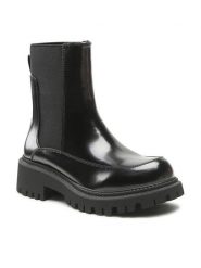 DeeZee Sztyblety H291202-01 Czarny. Czarne botki DeeZee, bez wzorów, ze skóry, bez obcasa, na płaskiej podeszwie, bez zapięcia. Za 179.99 zł.