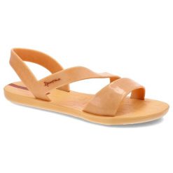 Pomarańczowe Sandały Ipanema Modne Wodoodporne Obuwie Damskie. Brązowe sandały Ipanema, bez wzorów, z materiału, bez obcasa, bez zapięcia. Za 125.99 zł.