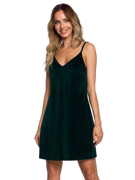 Made of emotion Sukienka w kolorze ciemnozielonym rozmiar: XL. Zielone sukienki Made Of Emotion, xl, bez wzorów, z bawełny, bez kołnierzyka, bez ramiączek, mini. Za 156.45 zł.