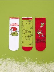 Skarpetki 3 pack Grinch - wielobarwny. Skarpety Sinsay, bez wzorów. Za 15.99 zł.