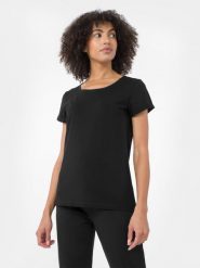4F T-shirt regular gładki damski L. Białe t-shirty 4f, l, bez wzorów, z bawełny, bez kołnierzyka, bez ramiączek. W wyprzedaży za 39.99 zł.