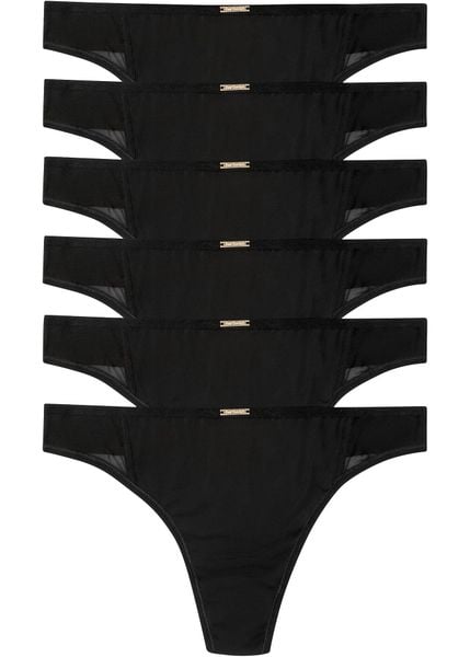 Stringi z kolekcji Feel Comfort z mikrofibry (6 par). Białe stringi bonprix, bez wzorów, z materiału. Za 74.99 zł.