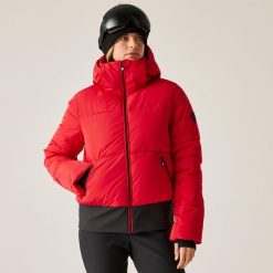 Kurtka narciarska damska z membraną Glitz Dare 2b. Czerwone kurtki narciarskie Dare 2b, bez wzorów, z polaru, bez kaptura, narciarskie. Za 1,299.99 zł.