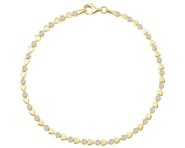 Złota bransoletka z cyrkoniami - serca. Żółte bransoletki Apart, z cyrkonią, złote. Za 2,599.00 zł.