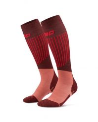 Damskie skarpety kompresyjne na zimę Ski Ultralight CEP. Czerwone skarpety CEP, bez wzorów, z elastanu. Za 199.00 zł.