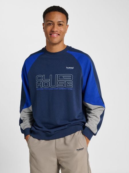 Bluza oversize Hummel Iconic. Niebieskie bluzy Hummel, l, bez wzorów, z bawełny, bez kaptura. Za 236.25 zł.
