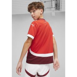 Młodzieżowa, domowa koszulka reprezentacji Szwajcarii w piłce nożnej 2024 PUMA. Czerwona bluzki Puma, m, bez wzorów, młodzieżowe, bez kołnierzyka, bez ramiączek. W wyprzedaży za 289.00 zł.