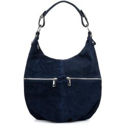 Zamszowa shopperka Vera Pelle granatowa K51. Niebieskie shopper bez wzorów, ze skóry, zamszowe, bez dodatków. Za 199.99 zł.