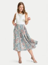 Swing Sukienka koktajlowa 5AK14200 Błękitny Regular Fit. Niebieskie sukienki Swing, bez wzorów, z syntetyku, wizytowe, bez kołnierzyka, bez ramiączek. Za 969.99 zł.