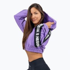 Bluza NEBBIA Crop Hoodie Iconic. Fioletowe bluzy Nebbia, bez wzorów, bez kaptura. Za 269.99 zł.