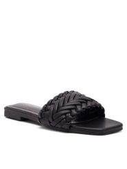 DeeZee Klapki DON'T STOP ME KL-E82022-19 Czarny. Czarne klapki DeeZee, bez wzorów, ze skóry, bez obcasa. Za 69.99 zł.