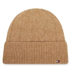 Czapka Tommy Hilfiger. Brązowe czapki TOMMY HILFIGER, bez wzorów. Za 169.99 zł.