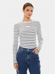 Calvin Klein Jeans Sweter J20J223611 Biały Slim Fit. Białe swetry Calvin Klein Jeans, xs, bez wzorów, z jeansu, bez ramiączek. Za 459.99 zł.